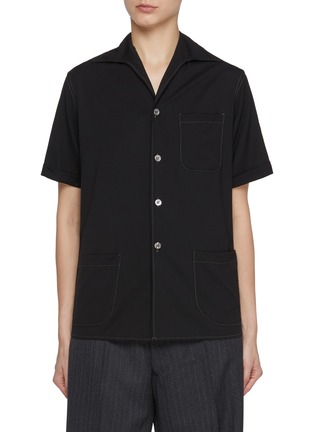 Main View - Click To Enlarge - MAISON MARGIELA - Contrast Thread Wool Bowling Shirt