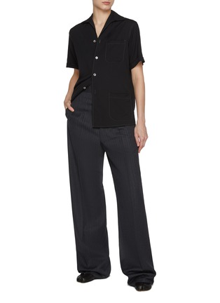 Figure View - Click To Enlarge - MAISON MARGIELA - Contrast Thread Wool Bowling Shirt