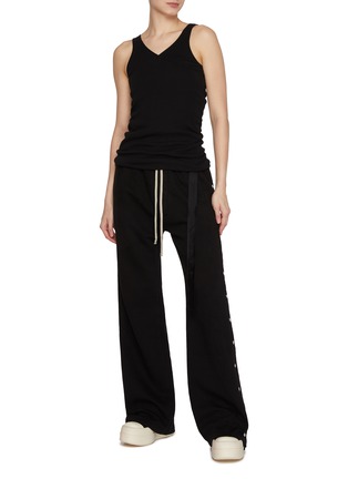 Figure View - Click To Enlarge - RICK OWENS DRKSHDW - Pusher Snap Button Side Cotton Pants