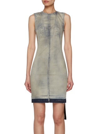 Main View - Click To Enlarge - RICK OWENS DRKSHDW - Waxed Denim Spintered Mini Dress