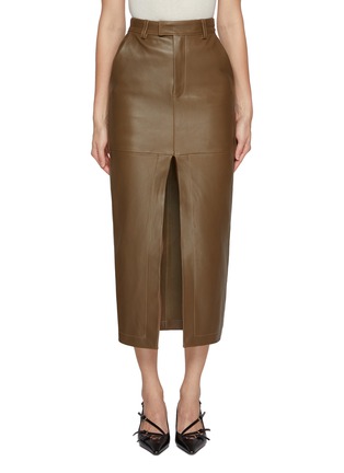 Main View - Click To Enlarge - ARMARIUM - Lula Slit Leather Midi Skirt