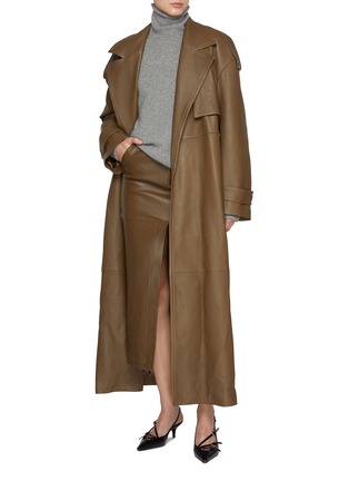 Figure View - Click To Enlarge - ARMARIUM - Ginevra Belted Leather Trench Coat