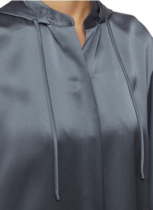  - VINCE - Mandarin Collar Hooded Silk Top