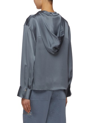 Back View - Click To Enlarge - VINCE - Mandarin Collar Hooded Silk Top