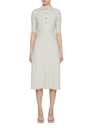 Main View - Click To Enlarge - VINCE - Ribbed Cotton Blend Midi Dress