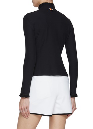 Back View - Click To Enlarge - SOUTHCAPE - Half-Zip Ruffle Collar Top