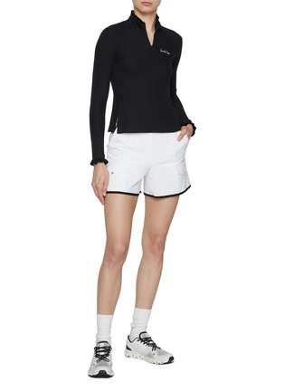Figure View - Click To Enlarge - SOUTHCAPE - Half-Zip Ruffle Collar Top