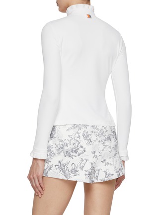 Back View - Click To Enlarge - SOUTHCAPE - Half Zip Ruffle Collar Top
