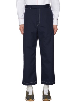 Main View - Click To Enlarge - THOM BROWNE - Cropped Dark Wash Wide Leg Pants