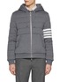 Main View - Click To Enlarge - THOM BROWNE - 4 Bar Zip Up Puffer Wool Hoodie