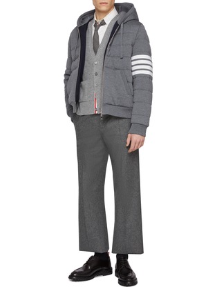 Figure View - Click To Enlarge - THOM BROWNE - 4 Bar Zip Up Puffer Wool Hoodie