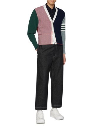 Figure View - Click To Enlarge - THOM BROWNE - Funmix Four Bar Virgin Wool Cardigan