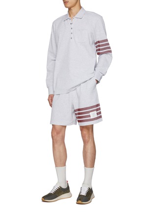 Figure View - Click To Enlarge - THOM BROWNE  - Four Bar Cotton Sweat Shorts