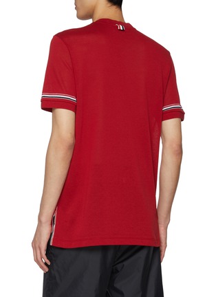 Back View - Click To Enlarge - THOM BROWNE - RWB Stripe Sleeve Cotton T-Shirt