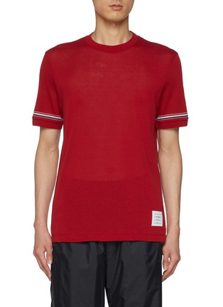 Main View - Click To Enlarge - THOM BROWNE - RWB Stripe Sleeve Cotton T-Shirt