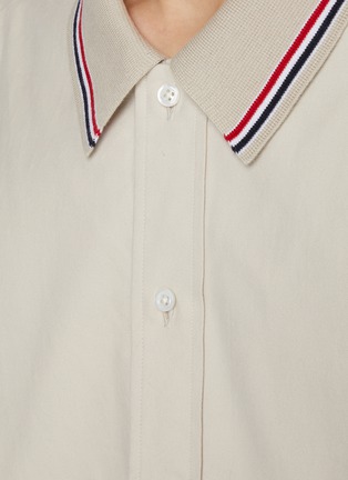  - THOM BROWNE - Oversized RWB Stripe Panel Cotton Flannel Shirt