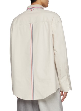 Back View - Click To Enlarge - THOM BROWNE - Oversized RWB Stripe Panel Cotton Flannel Shirt