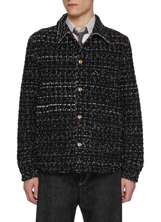 Main View - Click To Enlarge - THOM BROWNE - Denim Ribbon Tweed Utility Jacket