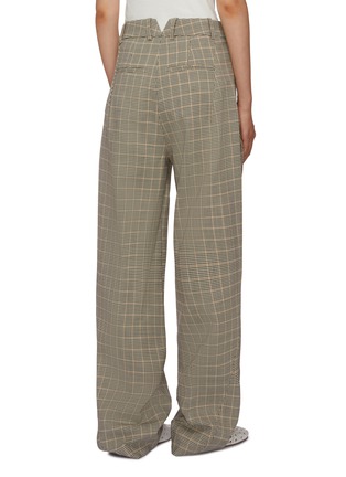 Back View - Click To Enlarge - PACO RABANNE - Front Pleat Checkered Wool Blend Pants