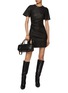 Figure View - Click To Enlarge - PACO RABANNE - Side Gather Leather Mini Dress