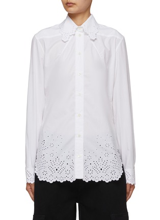 Main View - Click To Enlarge - PACO RABANNE - Lace Embroidered Anglaise Shirt