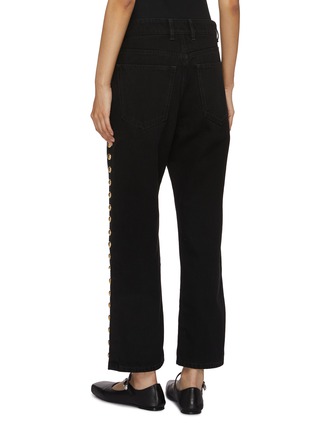 Back View - Click To Enlarge - PACO RABANNE - Gold-Toned Details Cropped Cotton Jeans