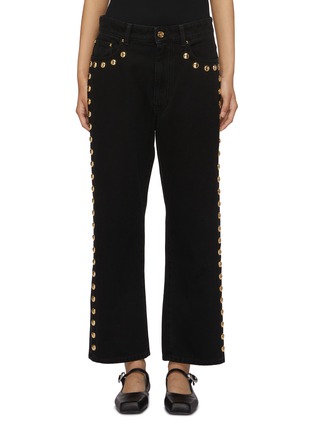 Main View - Click To Enlarge - PACO RABANNE - Gold-Toned Details Cropped Cotton Jeans