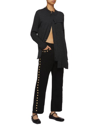 Figure View - Click To Enlarge - PACO RABANNE - Gold-Toned Details Cropped Cotton Jeans