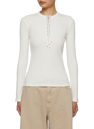 Main View - Click To Enlarge - PACO RABANNE - Lace Up Henley Top