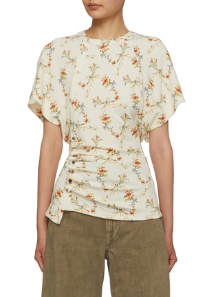 Main View - Click To Enlarge - PACO RABANNE - Cap Sleeve Floral Top