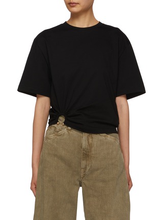 Main View - Click To Enlarge - PACO RABANNE - Asymmetrical Ring Hem Cotton T-Shirt