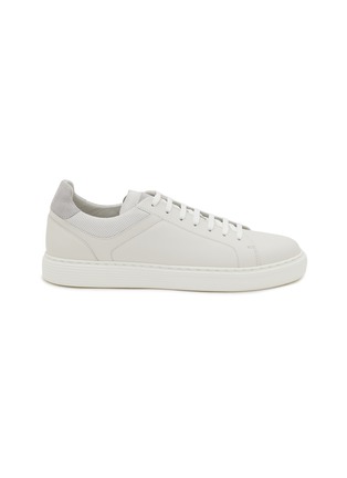 Main View - Click To Enlarge - BRUNELLO CUCINELLI - Semi-polished Leather Lace Up Sneakers