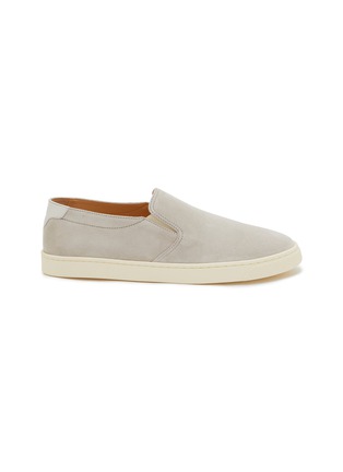 Main View - Click To Enlarge - BRUNELLO CUCINELLI - Washed Suede Slip On Loafers