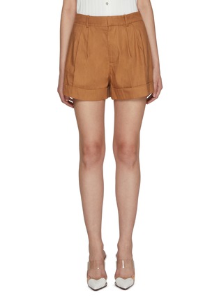 Main View - Click To Enlarge - ALICE & OLIVIA - Conry Pleated Cuff Linen Blend Shorts