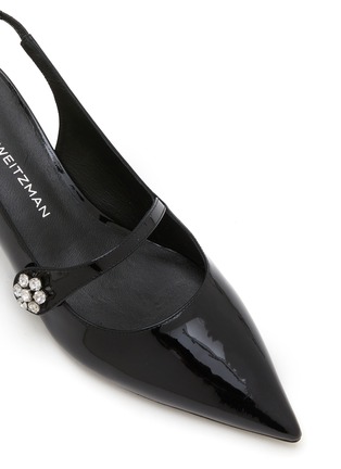 Detail View - Click To Enlarge - STUART WEITZMAN - Crystal Fleur 50 Patent Leather Slingback Pumps