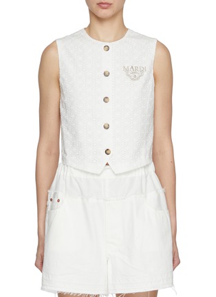 Main View - Click To Enlarge - MARDI MERCREDI-ACTIF - Eyelet Lace Button Up Vest