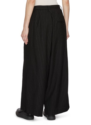 Back View - Click To Enlarge - Y'S - Pleated Pinstripe Wide Leg Pants