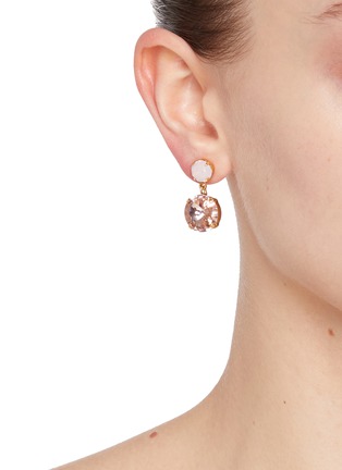 Figure View - Click To Enlarge - JENNIFER BEHR - Lylah Emerald Swarovski Crystal Rose Opal Earrings