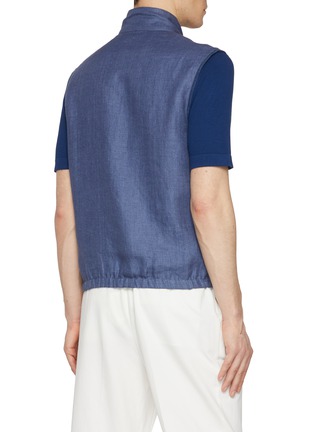 Back View - Click To Enlarge - EQUIL - Reversible High Neck Linen Vest