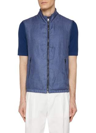 Main View - Click To Enlarge - EQUIL - Reversible High Neck Linen Vest