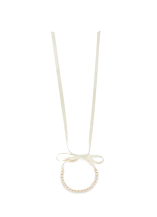 Main View - Click To Enlarge - JENNIFER BEHR - Serena Crystal And Pearl Ribbon Tie Chain Necklace