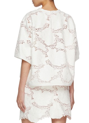 Back View - Click To Enlarge - GIAMBATTISTA VALLI - Faux Leather Lace Top