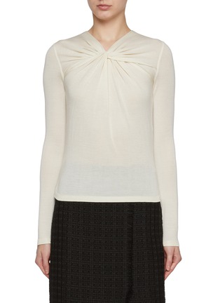 Main View - Click To Enlarge - GIAMBATTISTA VALLI - Ruched Neck Cashmere Silk Knit Top