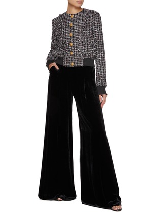 Figure View - Click To Enlarge - GIAMBATTISTA VALLI - Fluid Velvet Wide Leg Pants