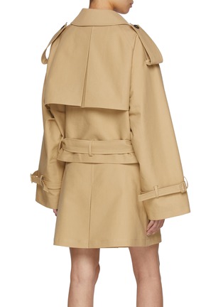 Back View - Click To Enlarge - KIMHĒKIM - Belted Cropped Cotton Trench Coat