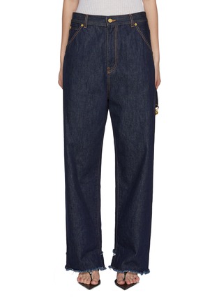 Main View - Click To Enlarge - DARKPARK - Lisa Chain Detail Dark Wash Carpenter Jeans