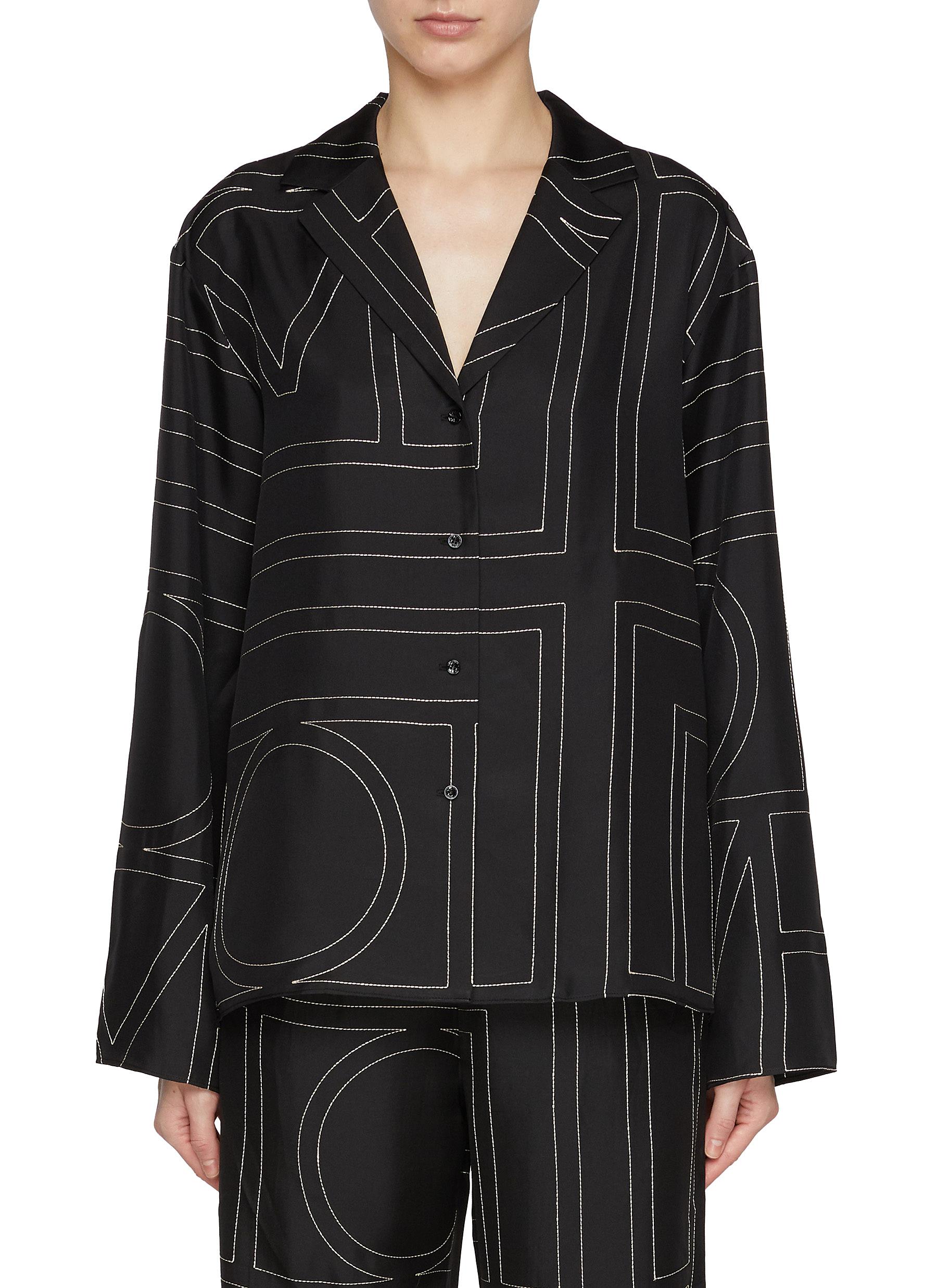 【toteme】モノグラム シルク パジャマ トップ TOTEME | Monogram Silk Pyjama Top | BLACK | Women | Lane