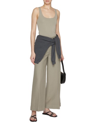 Figure View - Click To Enlarge - TOTEME - Zipped Wide Leg Cotton Pants
