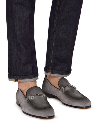 Figure View - Click To Enlarge - DOUCAL'S - Horsebit Suede Mocassin Loafers