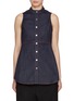 Front View - Click To Enlarge - ALAÏA - Peplum Dark Wash Denim Top